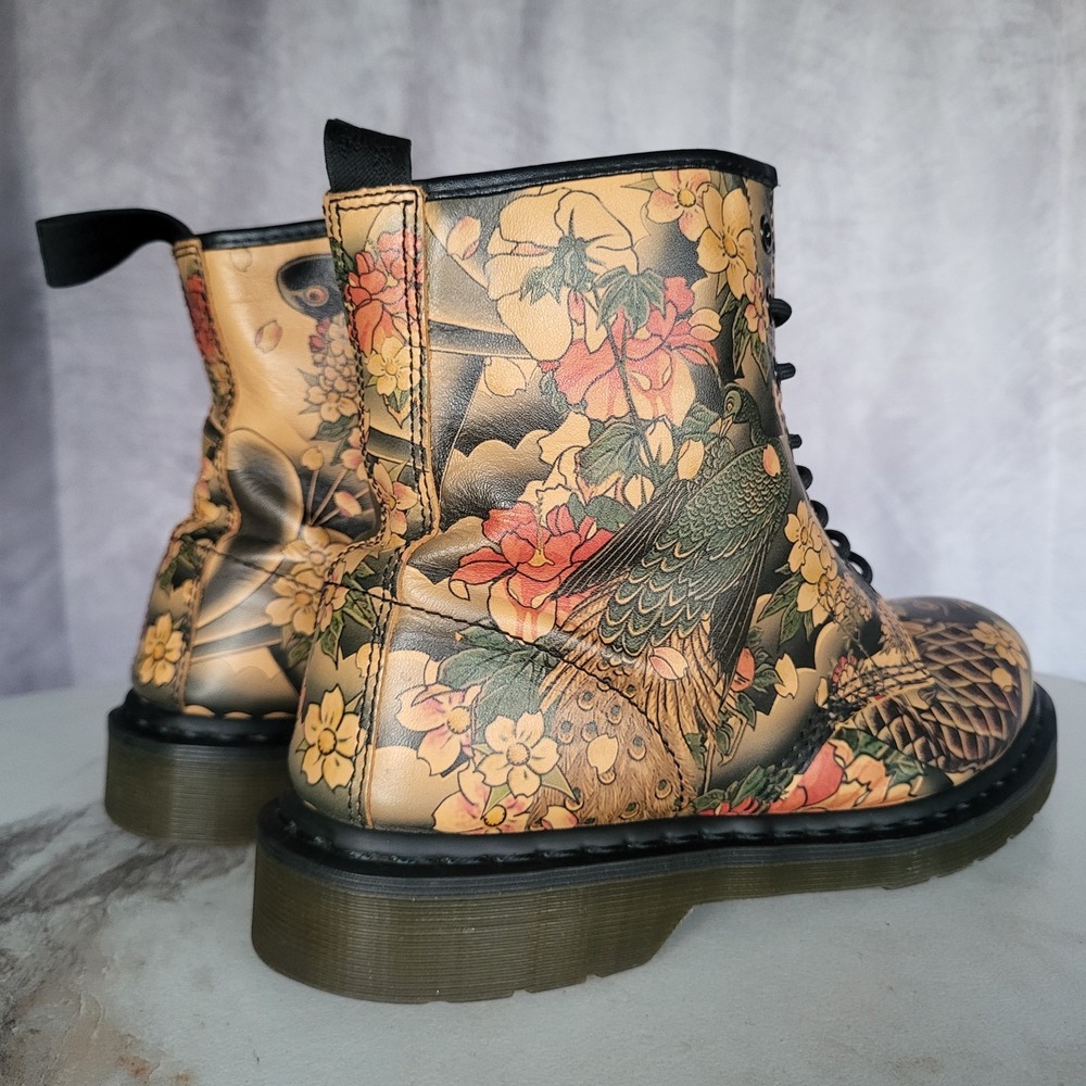 Dr. Martens 1460 x Evisu Japanese Koi Fish Tatoo Sleve Boots Size 12 M - Picture 8 of 16